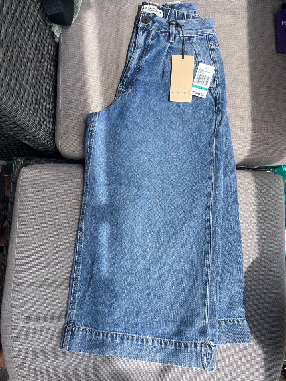 Brand New Scotch & Soda Wide-Leg Cropped Denim Jeans